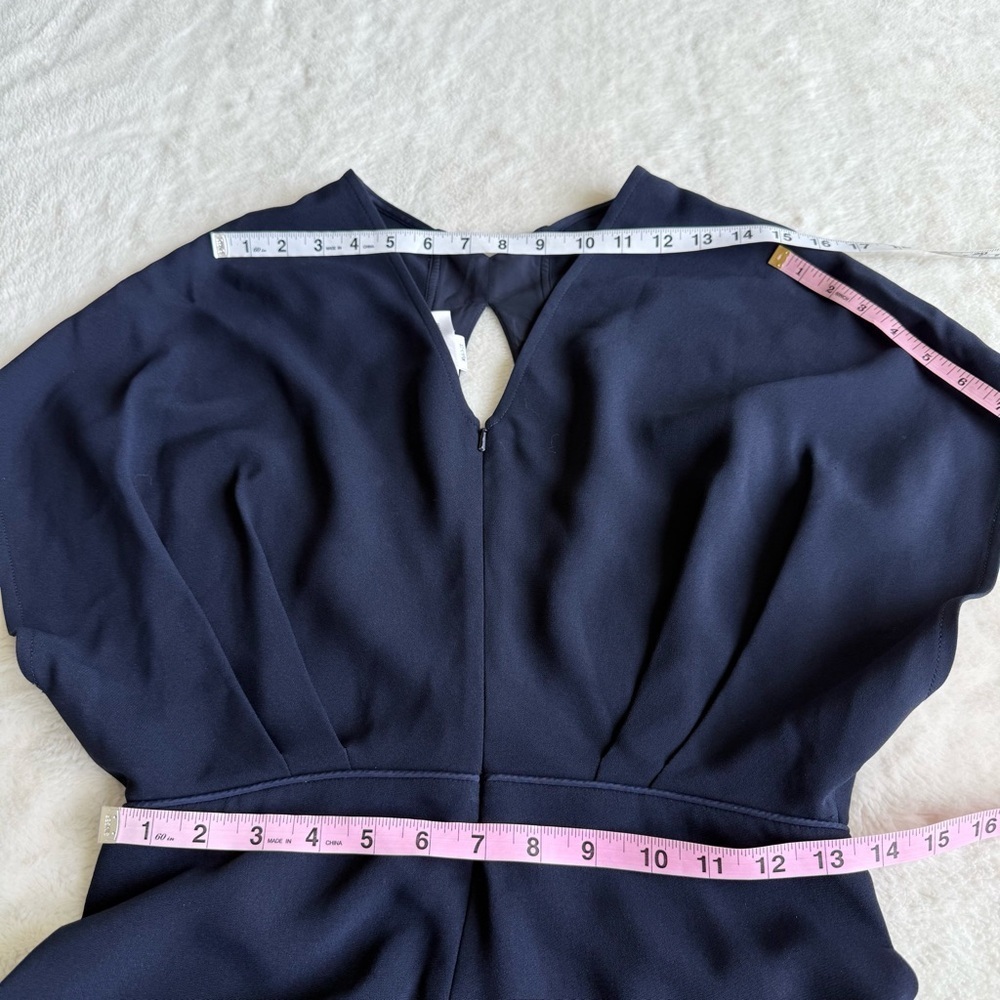 Victoria Beckham Crepe Dolman Sleeve Cut Out Navy Blue Midi Dress S (4) - Picture 5 of 13